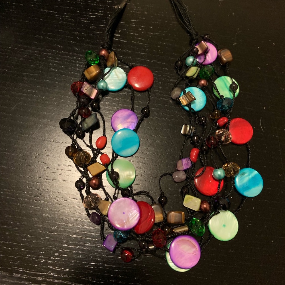 Colorful multi strand beaded necklace
